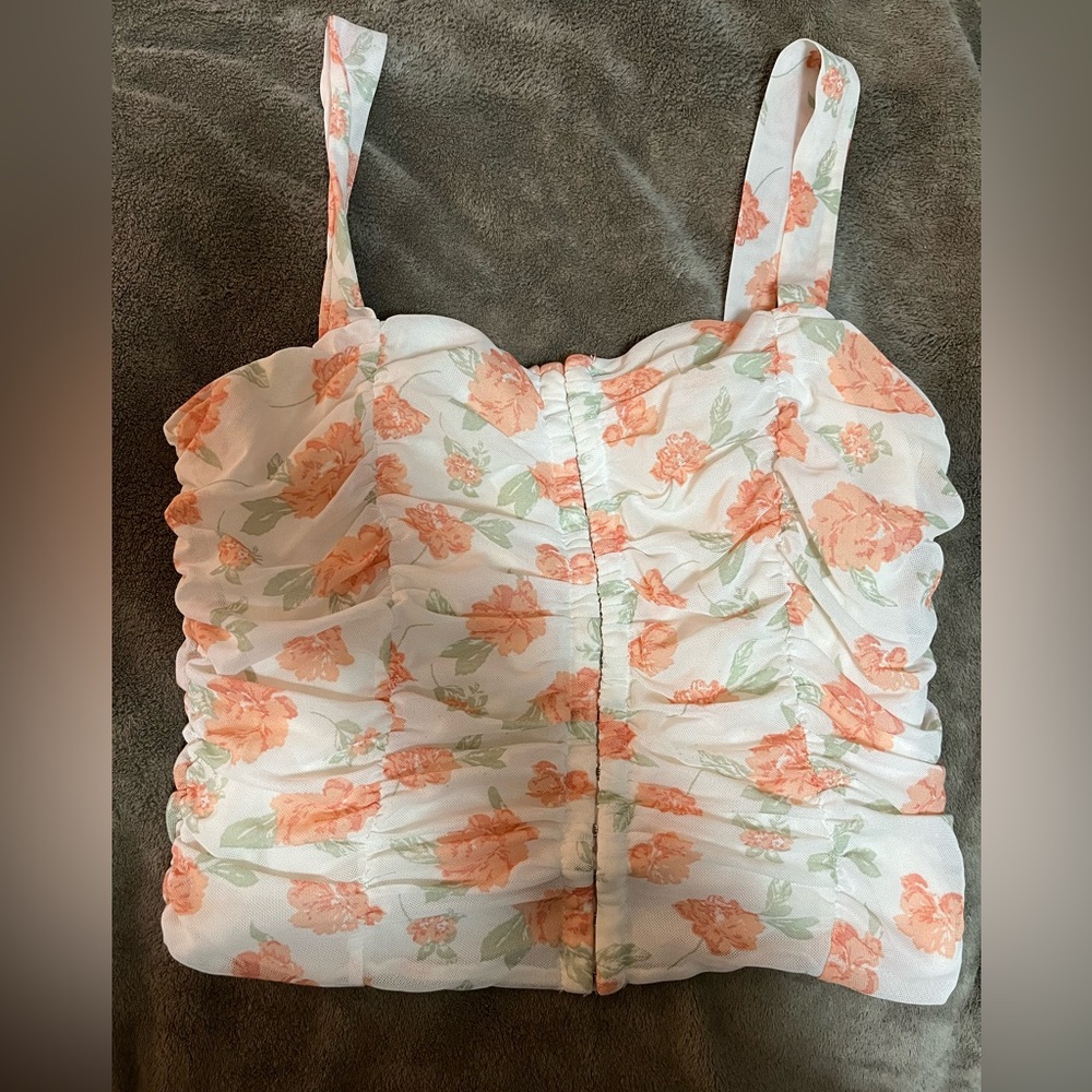 White and orange crop top